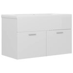 vidaXL Armoire d'évier avec lavabo intégré Blanc brillant Aggloméré