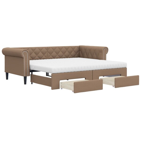 vidaXL Lit de jour avec lit gigogne et tiroirs cappuccino 90x200 cm