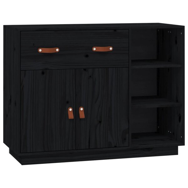 vidaXL Buffet Noir 98 5x40x75 cm Bois massif de pin