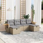 vidaXL Salon de jardin avec coussins 6Pièces mélange beige résine tressée