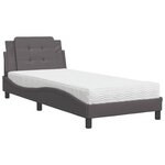 vidaXL Lit avec matelas gris 90x190 cm similicuir