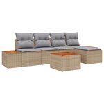 vidaXL Set de canapé de jardin de 6 pièces avec coussins Beige Poly Rattan Acacia