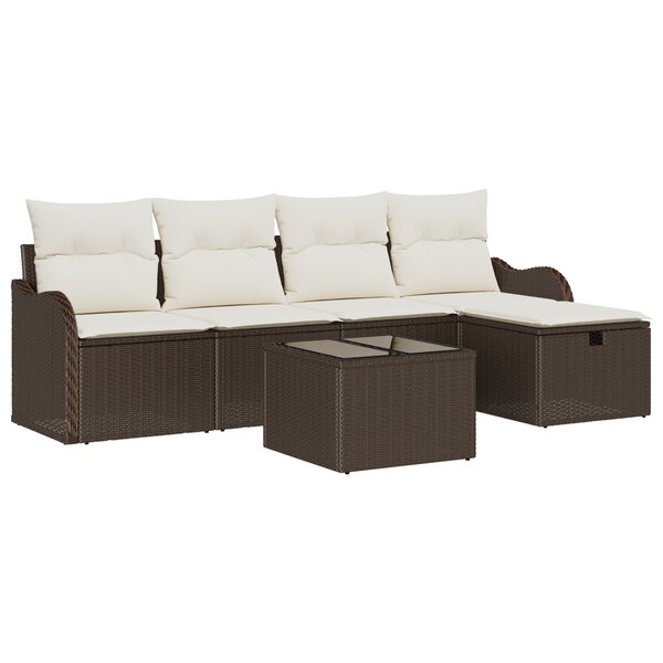 vidaXL Ensemble de canapé de jardin 6 pièces avec coussins en rotin synthétique marron
