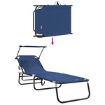 vidaXL Chaises longues pliantes 2 Pièces avec auvent en tissu Oxford 600D bleu