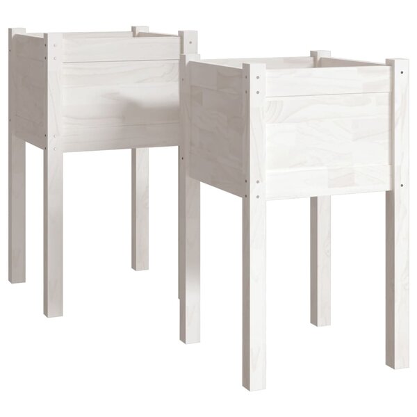 vidaXL Jardinières d'extérieur 2 Pièces Blanc 40x40x70 cm Bois de pin