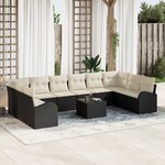vidaXL Ensemble de canapés de jardin 10 pièces avec coussins en poly rattan marron