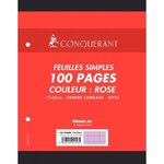 Sachet 50 feuilles perforées seyès 80 g rose format 17 x 22 cm CONQUERANT