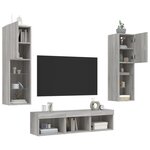 vidaXL Unités murales TV avec LED 5 Pièces gris sonoma bois d'ingénierie