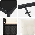 vidaXL Set de salle à manger de jardin 5 pièces avec coussins Noir Rotin Poly