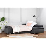 Canapé d'angle réversible convertible 3 places + Coffre de rangement - Tissu gris - 274 x 184 cm