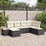 vidaXL Ensemble de canapé de jardin 6 pièces avec coussins en poly rattan noir