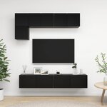 vidaXL Ensemble de meubles TV 5 Pièces Noir Bois d'ingénierie