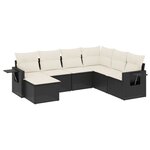 vidaXL Salon de jardin 7 Pièces avec coussins noir résine tressée