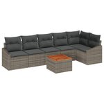 vidaXL Ensemble de 7 pièces de canapés de jardin avec coussins gris en poly rotin acacia