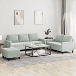 vidaXL Ensemble de canapés 3 Pièces avec coussins Gris clair Velours