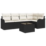 Ensemble de canapé de jardin 5 pièces avec coussins en poly rotin marron