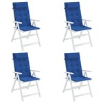 vidaXL Coussins de chaise à dossier haut lot de 4 bleu royal