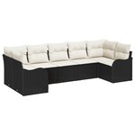 Ensemble de canapé jardin 7 pièces avec coussins en polyester noir poly rotin