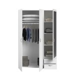 Armoire VARIA - blanc - 3 portes battantes + miroir + 2 tiroirs - 120 x 185 x 51 cm