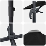 vidaXL Parasol Cantilever Roma Noir 286x285x265 cm Aluminium