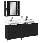 vidaXL Ensemble d'armoires salle de bain 3 Pièces noir bois d'ingénierie