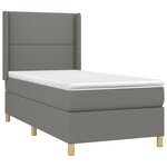 vidaXL Sommier à lattes de lit matelas LED Gris foncé 90x200cm Tissu