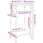 vidaXL Table d'appoint Noir 40x30x75 cm Bois d'ingénierie