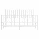 vidaXL Cadre de lit métal sans matelas et pied de lit blanc 140x190 cm