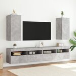 vidaXL Meuble TV mural avec lumières LED gris béton 30 5x35x70 cm