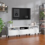 vidaXL Meuble TV blanc brillant 150x30x44 5 cm bois d'ingénierie