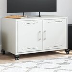 vidaXL Meuble TV blanc 68x39x43 5 cm acier laminé à froid
