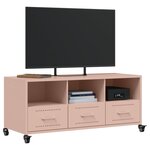 vidaXL Meuble TV rose 100 5x39x43 5 cm acier laminé à froid