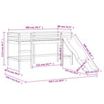vidaXL Lit mezzanine enfants et rideaux blanc/noir 80x200cm pin massif