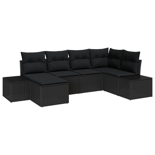 vidaXL Ensemble de Canapé de Jardin de 6 pièces avec Coussins Noir Poly Rattan