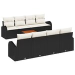 Ensemble de Canapé de Jardin 9 Pièces avec Coussins Noir Poly Rattan Acacia