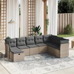 vidaXL Salon de jardin 8 Pièces avec coussins gris résine tressée
