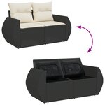 Ensemble de canapé de jardin 13 pièces avec coussins en poly rattan noir