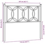 vidaXL Tête de lit métal noir 107 cm