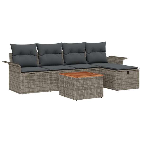 vidaXL Ensemble de canapé de jardin 6 pièces avec coussins gris en rotin synthétique