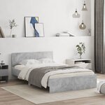 vidaXL Cadre de lit avec tête de lit gris béton 120x200 cm