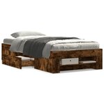 vidaXL Cadre de lit sans matelas chêne fumé 90x190cm bois d'ingénierie