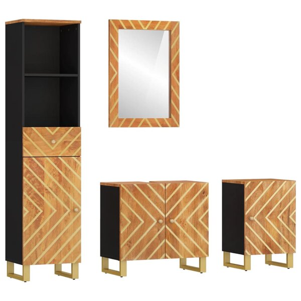 vidaXL Ensemble d'armoires de bain 4 Pièces marron noir bois de manguier