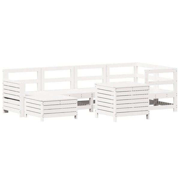 vidaXL Salon de jardin 7 Pièces blanc bois de pin massif