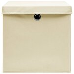 vidaXL Boîtes de rangement à couvercles 4 Pièces Crème 32x32x32 cm Tissu