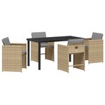 vidaXL Ensemble de Salle à Manger de Jardin 5 pièces avec Coussins Beige Poly Rattan