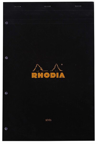 Bloc BLACK N°20 21x31,8cm 80F agrafées 80g perf 4 trous seyès RHODIA