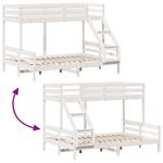 vidaXL Lit superposé sans matelas 80x200/140x200 cm blanc bois massif