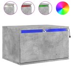 vidaXL Table de chevet murale avec lumières LED gris béton