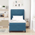 vidaXL Lit Box Spring avec Matelas Bleu Foncé 100x200 cm Velours