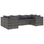 vidaXL Salon de jardin 6 Pièces avec coussins Gris Résine tressée